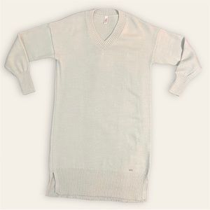 Ivory Wool Sweater Dress, L